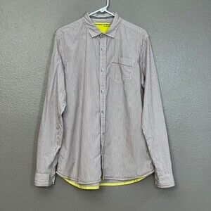 Descendant Of Thieves Button Up Shirt Mens XL Burgundy Red White Stripe